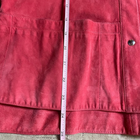 [6] ZENOBIA Italian Leather Red Suede Snap-Down Overshirt/Jacket - Picture 9 of 10